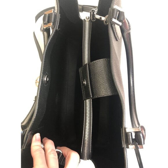 Michael Kors Kimberly Satchel Black Pebbled Leather Purse - Picture 7 of 16